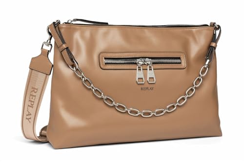 Replay Damen Schultertasche mit Tragegurt, Beige (Dirty Pale Beige 074), Onesize von Replay