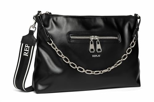 Replay Damen Schultertasche mit Tragegurt, Schwarz (Black 098), Onesize von Replay