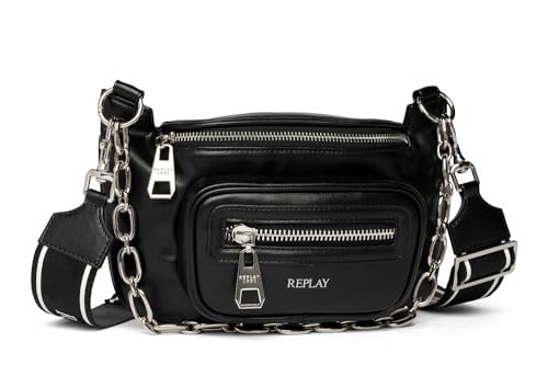 Replay Damen Schultertasche mit Tragegurt, Schwarz (Black 098), Onesize von Replay