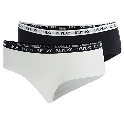 Replay Damen Slip 2er-Set, Black/White N171 (Mehrfarbig), L von Replay
