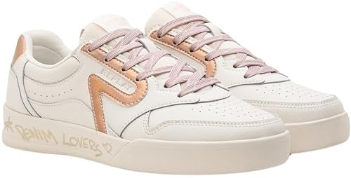 Replay Damen Sneaker aus Leder, Elfenbein (Tofu Nude 3374), 35 von Replay