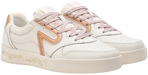 Replay Damen Sneaker aus Leder, Elfenbein (Tofu Nude 3374), 39 von Replay