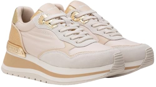 Replay Damen Sneaker mit Plateau, Mehrfarbig (Lt Beige Lt Gold 3200), 36 von Replay