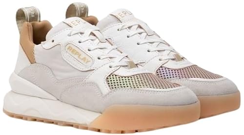 Replay Damen Sneaker mit Schnürung, Mehrfarbig (White Beige 352), 39 von Replay