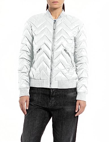 Replay Damen Steppjacke Recyceltes Nylon, Butter White 412 (Weiß), XS von Replay