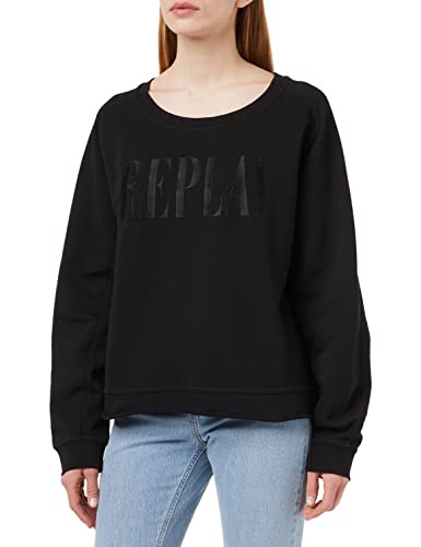 Replay Damen Sweatshirt aus 100% Baumwolle, Black 098 (Schwarz), M von Replay