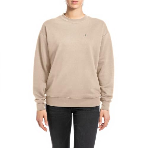 Replay Damen Sweatshirt Oversized, Grau (Light Taupe 803), XL von Replay
