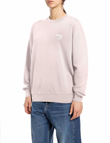 Replay Damen Sweatshirt Oversized, Rosa (Powder Pink 565), XXS von Replay