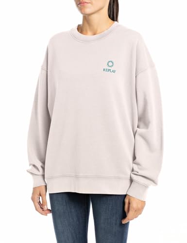 Replay Damen Sweatshirt mit Logo, Rosa (Powder Pink 565), M von Replay