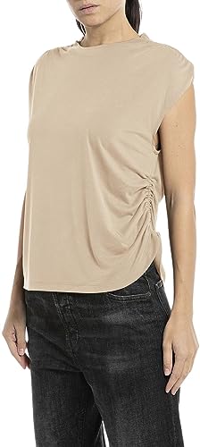 Replay Damen T-Shirt Ärmellos, Beige (Light Taupe 803), L von Replay