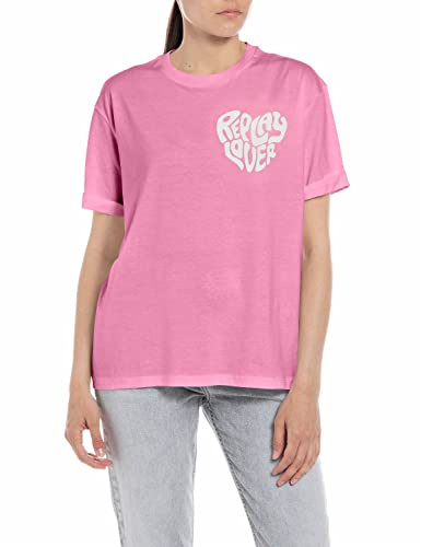 Replay Damen T-Shirt Kurzarm Replay Lover, Light Rose 307 (Rosa), L von Replay