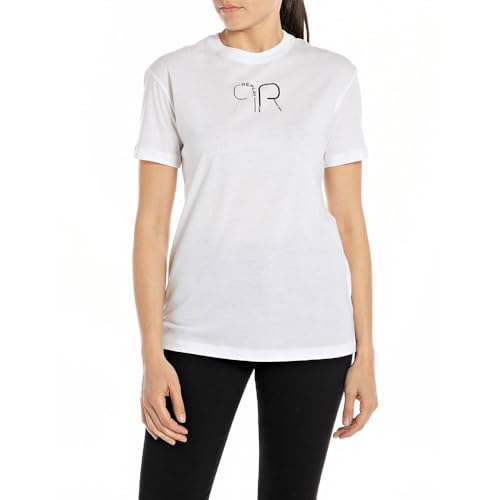 Replay Damen T-Shirt Kurzarm aus Baumwolle, Weiß (White 001), S von Replay