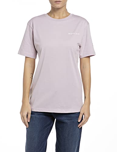 Replay Damen T-Shirt Kurzarm mit Logo Schriftzug, Quartz Rose 513 (Rosa), XS von Replay