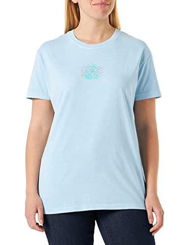 Replay Damen T-Shirt Kurzarm mit Print, Aegean Sky 109 (Blau), L von Replay