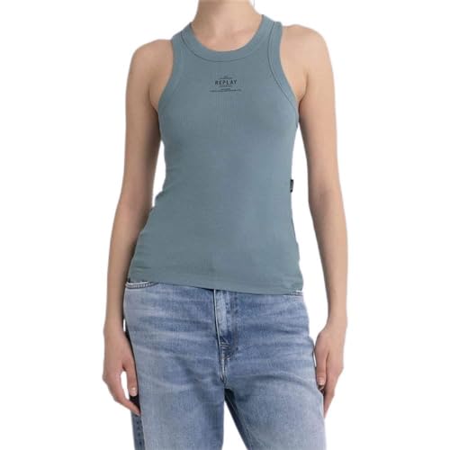 Replay Damen Tank Top Lang, Sugar Paper 608 (Blau), XS von Replay