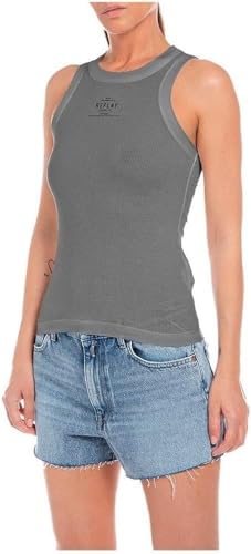 Replay Damen Tank Top Lang, Steel Grey 319 (Grau), S von Replay