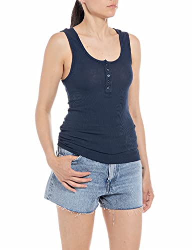 Replay Damen Tank Top aus Bio-Baumwolle, Stone Blue 782 (Blau), S von Replay