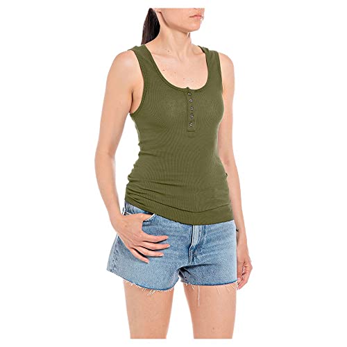 Replay Damen Tank Top aus Bio-Baumwolle, Army Green 238 (Grün), XL von Replay