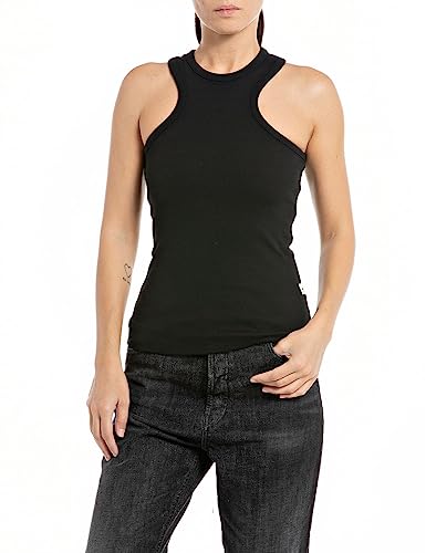 Replay Damen Top mit Stretch, Schwarz (Black 098), XXS von Replay