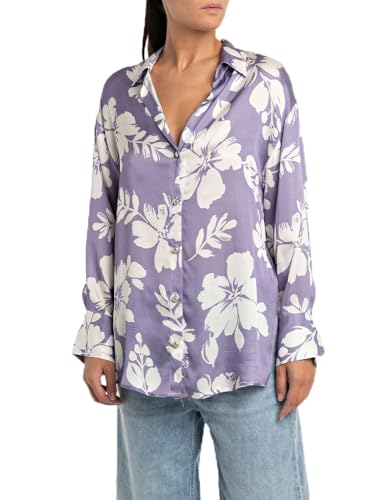 Replay Damen W2133 Bluse, 010 Lilac/White, XXS Replay Damen W2133 Bluse, 010 Lilac/White, XXS von Replay