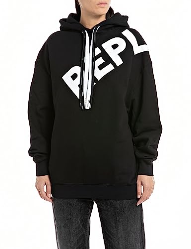 Replay Damen Hoodie aus Baumwolle, Black 098 (Schwarz), S von Replay