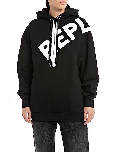 Replay Damen Hoodie aus Baumwolle, Black 098 (Schwarz), XL von Replay