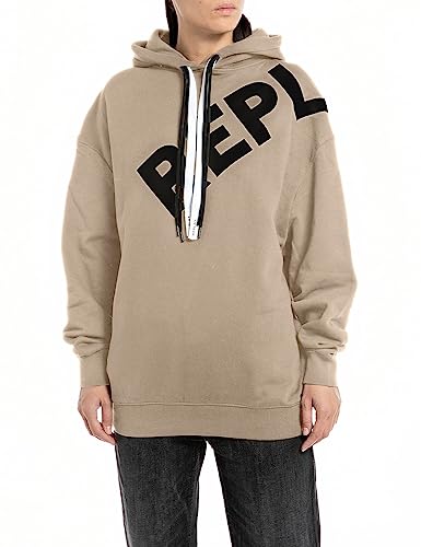 Replay Damen Hoodie aus Baumwolle, Sand 822 (Beige), L von Replay