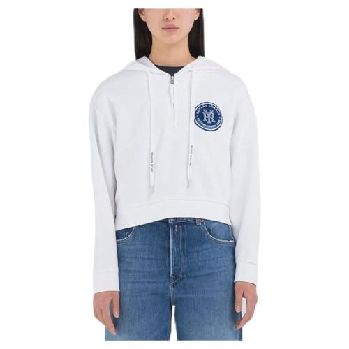 Replay Damen W3103B Kapuzenpullover, 001 White, XXS von Replay