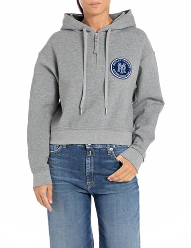 Replay Damen W3103B Kapuzenpullover, M01 Grey Melange, XXS von Replay