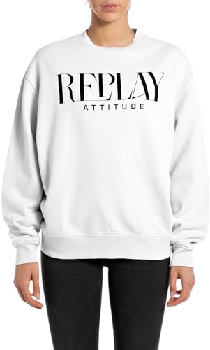 Replay Damen W3106c Sweatshirt, 001 White, L EU von Replay