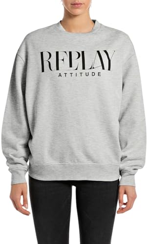 Replay Damen W3106c Sweatshirt, M08 Melange Grey, L EU von Replay