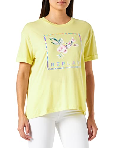 Replay Damen W3232 T-Shirt, 712 Yellow Citron, XS von Replay