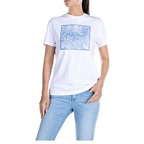 REPLAY Damen W3566 T-Shirt, Weiß (001 White), S von Replay