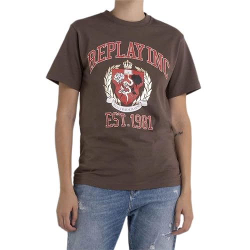 Replay Damen W3591E T-Shirt, 123 Light MUD, S von Replay