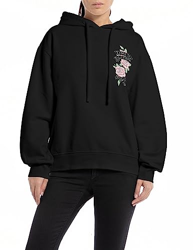 Replay Damen W3632c Kapuzenpullover, 098 Black, L von Replay