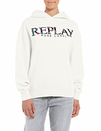 REPLAY Damen W3704C Kapuzenpullover, 707 Creme, XL von Replay