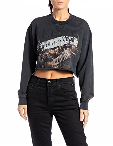 REPLAY Damen W3715 Sweatshirt, 099 Blackboard, M von Replay