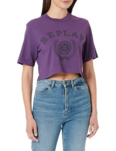 REPLAY Damen W3730 T-Shirt, 075 Purple, M von Replay