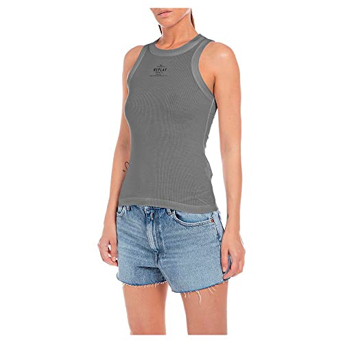 Replay Damen W3792 Trägershirt / Cami Shirt Westlich, 319 Grey, XS von Replay