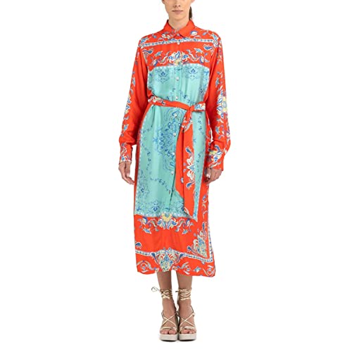 REPLAY Damen W9030 Kleid, 010 RED/Multicolor, M von Replay