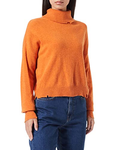 Replay Damen Pullover Rollkragenpullover Wolle, Orange 443 (Orange), XS von Replay