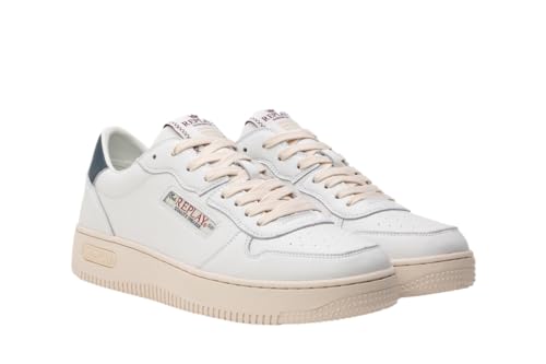 Replay Epic Double Man Herren's Vintage Txt Logo Low Pro Crown Shoes (Weiße Marine, EU 41) von Replay