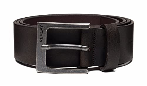 Replay Herren Gürtel aus Leder, Black Brown 128 (Braun), 110 von Replay