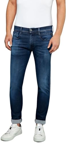 Replay Herren Jeans Anbass Slim-Fit Hyperflex Cloud mit Stretch, Dark Blue 007 (Blau), 40W / 36L von Replay