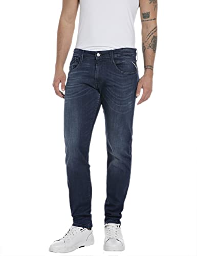 Replay Herren Jeans Anbass Slim-Fit, Dark Blue 007-2 (Blau), 33W / 32L von Replay