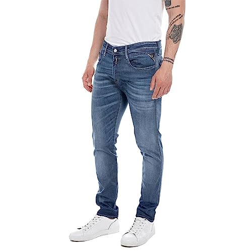 Replay Herren Jeans Anbass Slim-Fit Bio, Medium Blue 009-1 (Blau), 31W / 30L von Replay