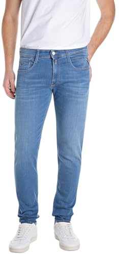 Replay Herren Anbass Powerstretch Denim Jeans, 009 MEDIUM Blue, 33W X 34L von Replay