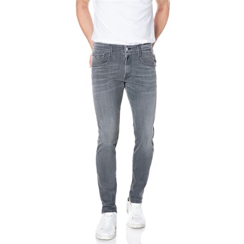 Replay Herren Anbass Powerstretch Denim Jeans, Grau (096 MEDIUM Grey), 38W / 32L von Replay