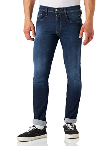 Replay Herren Jeans Anbass Slim-Fit Hyperflex Recycled mit Stretch, Dark Blue 007-1 (Blau), 36W / 30L von Replay