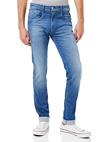 Replay Herren Jeans Anbass Slim-Fit Hyperflex aus recyceltem Material mit Stretch, Blau (Medium Blue 009), 33W / 36L von Replay